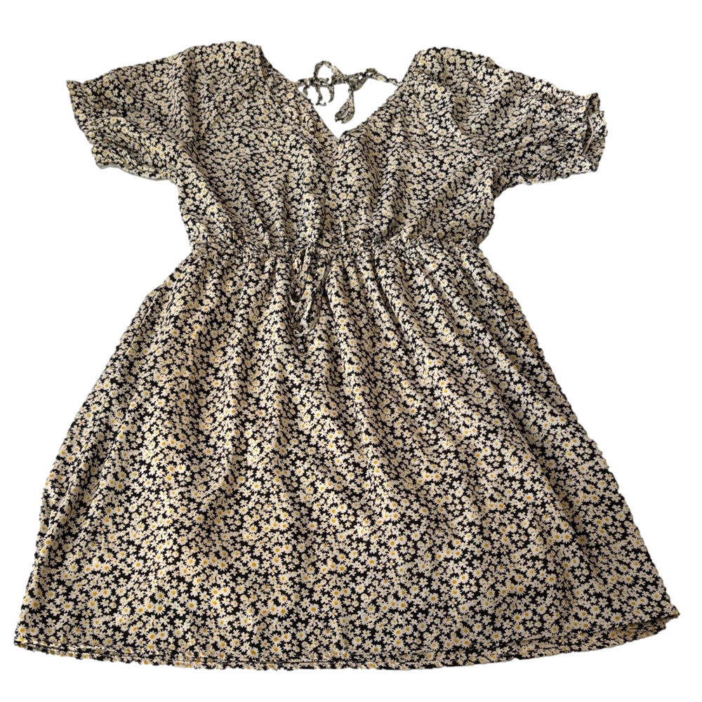 Staccato Floral Pocket Mini Dress Cottagecore Blue Cream M - Picture 2 of 10